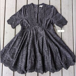 Nightcap‎ Black Eyelet Dress Size XS NWT Empire Waist, Boho Style